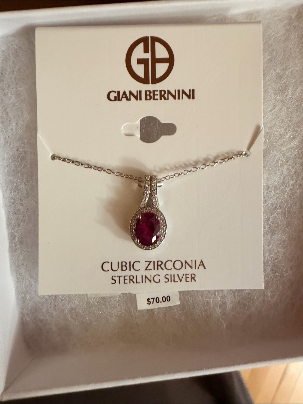 NEW Giani Bernini Sterling Silver Oval Ruby Red  Halo Pendant Necklace